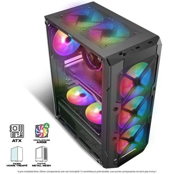 Boitier Sog Rebel XT Dark 4X 120MM ARGB