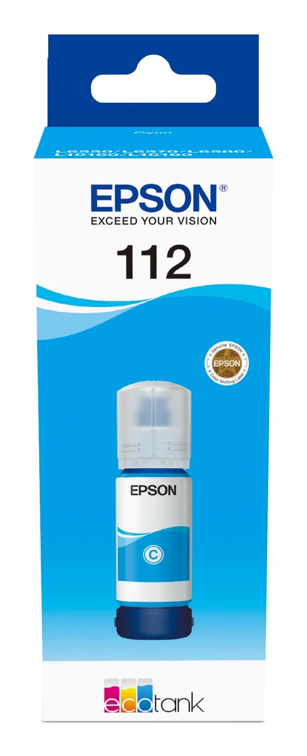Bouteille d'Encre Original Epson Ecotank 112 Cyan 70ML