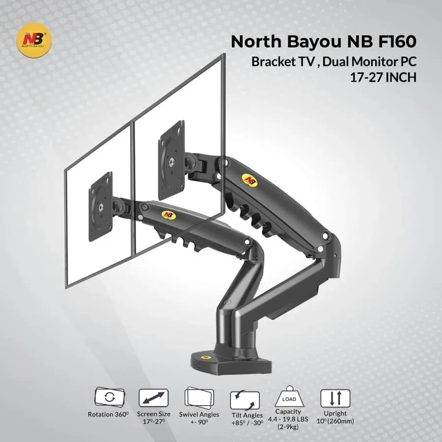 Support de Bureau pour 2 Ecran NB F160 17"-27" F160